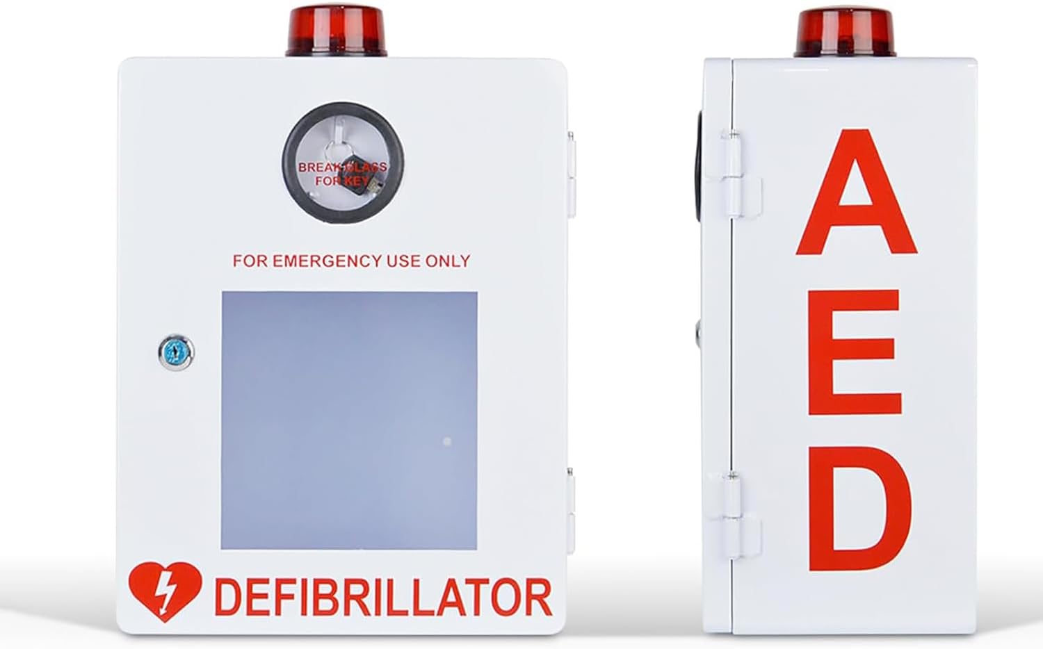 Defibrillator AED Wall Cabinet with Alarm, Wall-Mounted AED Safe with Key, AED Storage First Aid Cabinet, Suitable for All AEDs, for Offices, Nursing Homes, Public Places