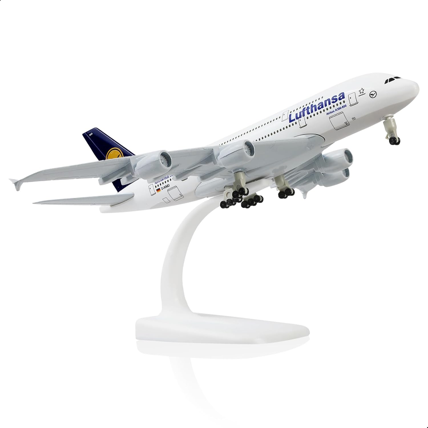 A380 German 1/300 Die-cast Metal Airplane Model -A380 Sky Jumbo a380 Model Plane with Stand (7.5 inches Long) for Aviation Enthusiast Gift or Display Decorations