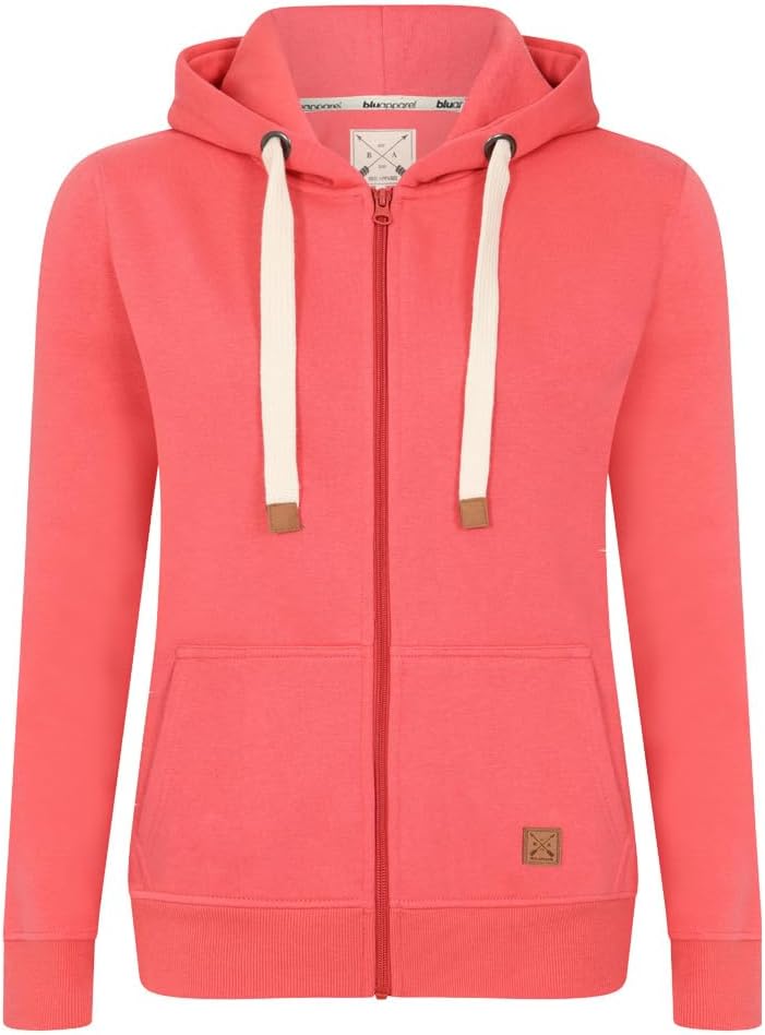 Blu Apparel Womens Zip Hoodies Extra Warm women's Zipped Hoodie Ladies Plain Hoodie Winter Warm Fleece Zip Up Sweatshirt Activewear