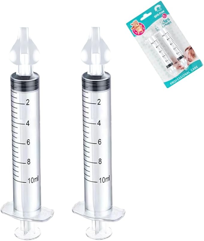 Baby Nasal Aspirator, 2Pcs Nasal Aspirators, 10ml Nasal Irrigator, Syringe Nasal Irrigator, Nasal Aspirator Irrigation, Nose Cleaner Rinsing Device, Portable and Reusable(Transparent)