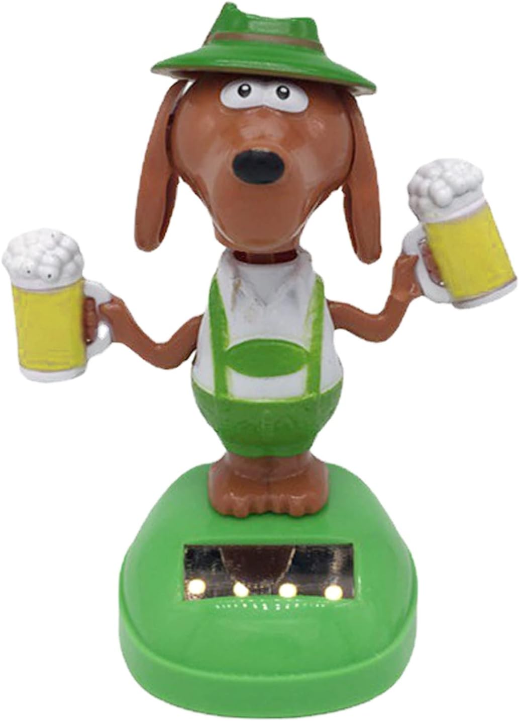 Meindin Solar Powered Dancing Figures, Car Dashboard Dancer Bobble Heads Toy Solar Powered Decoration, Wobble Dog Solar Dancing Dog with Beer Solar Powered Car Ornaments, Solar Dashboard Doll