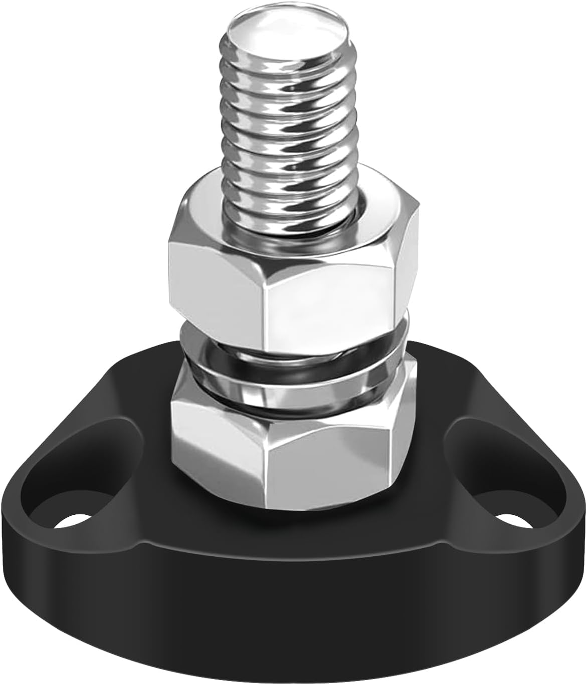 LENKRAD M10 Single Posts Block 12V Bus Bar 250A Power Junction Block, RV New Energy Battery Buss Bar for Auto Marine Ground Positive and Negative (Black)