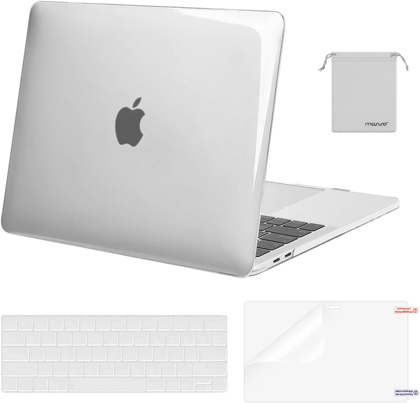 MOSISO Compatible with MacBook Pro 13 inch Case M2 2025, 2024, 2023, 2022-2016 A2338 M1 A2251 A2289 A2159 A1989 A1708 A1706, Plastic Hard Shell&Keyboard Cover&Screen Film&Storage Bag, Crystal Clear