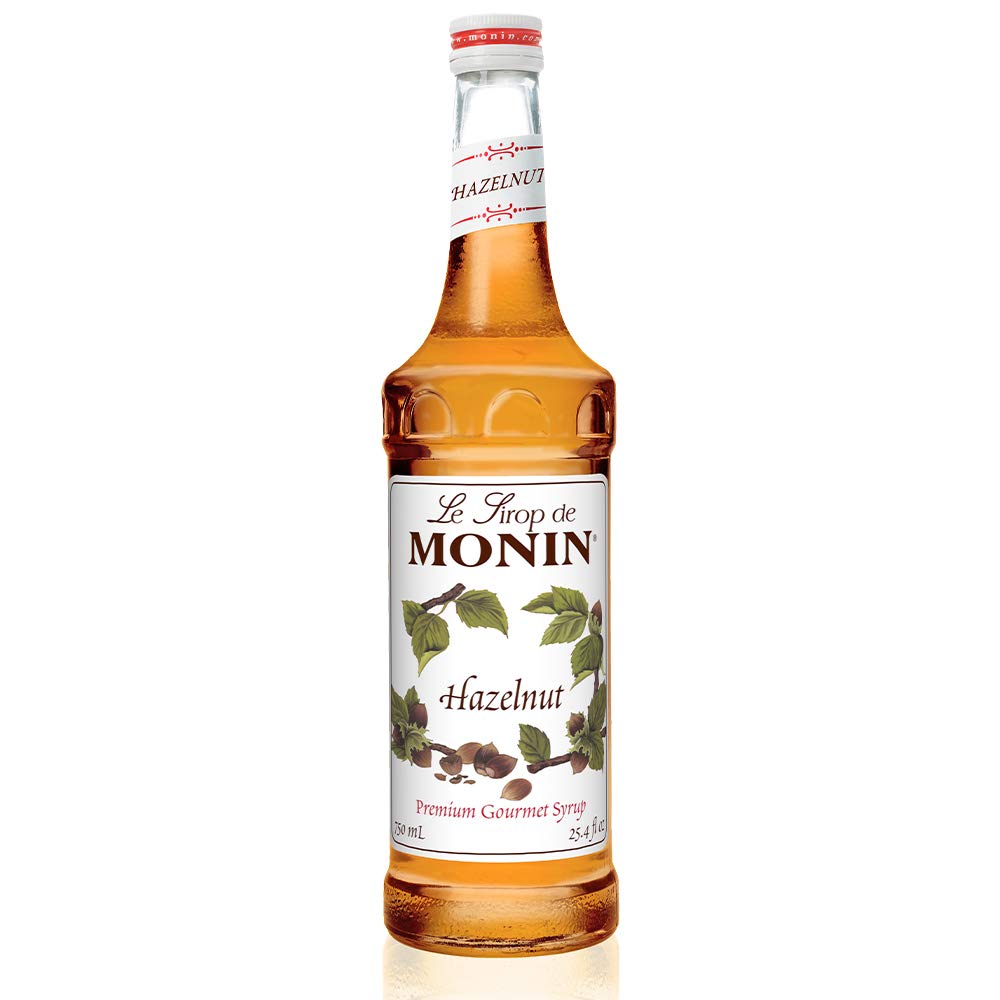 Monin - Hazelnut Syrup, Nutty Taste of Caramelized Hazelnut, Natural Flavors, Great for Mochas, Lattes, Smoothies, Shakes, and Cocktails, Non-GMO, Gluten-Free (750 ml)