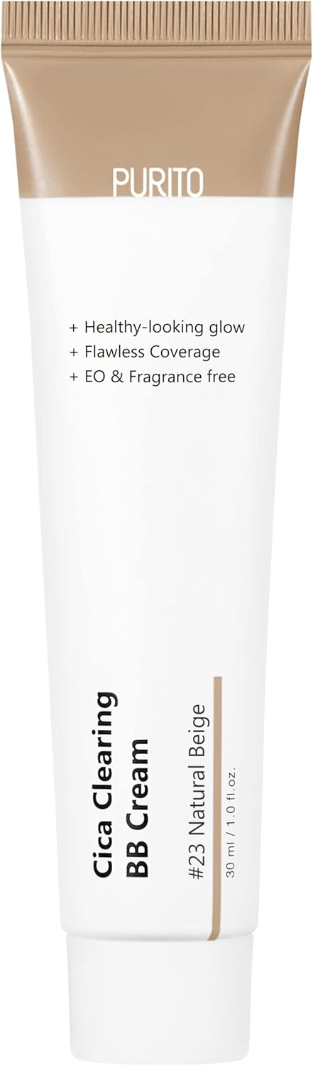 PURITO Cica Clearing BB Cream #23 Natural Beige 1 fl.oz / 30ml, Vegan bb cream, foundation, cruelty free
