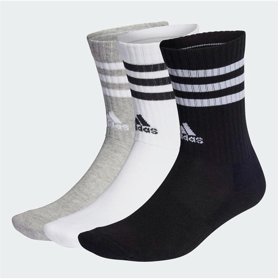 adidas Unisex 3-Stripes Cushioned Crew Socks 3 Pairs