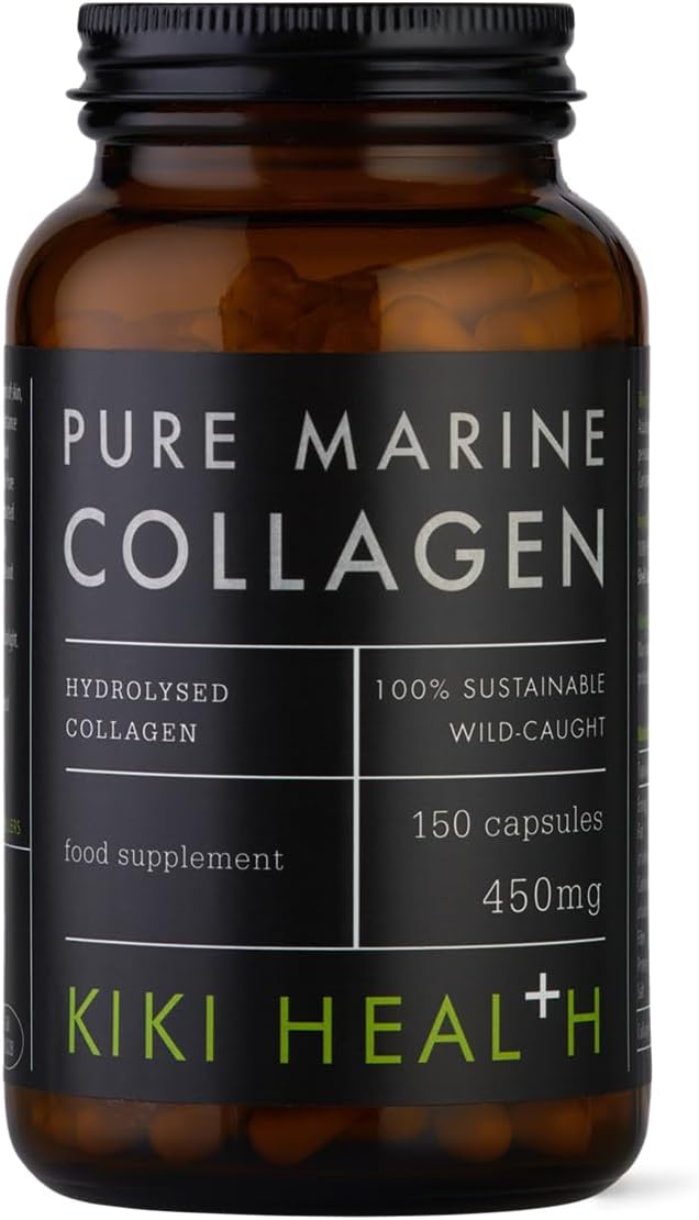 KIKI Health Pure Marine Collagen - Discover Radiant Wellness with Premium Hydrolysed Supplement - Sustainably Sourced from Wild Fish, Type 1 Purified, Naturally High in Protein | 150 Capsules | 450mg