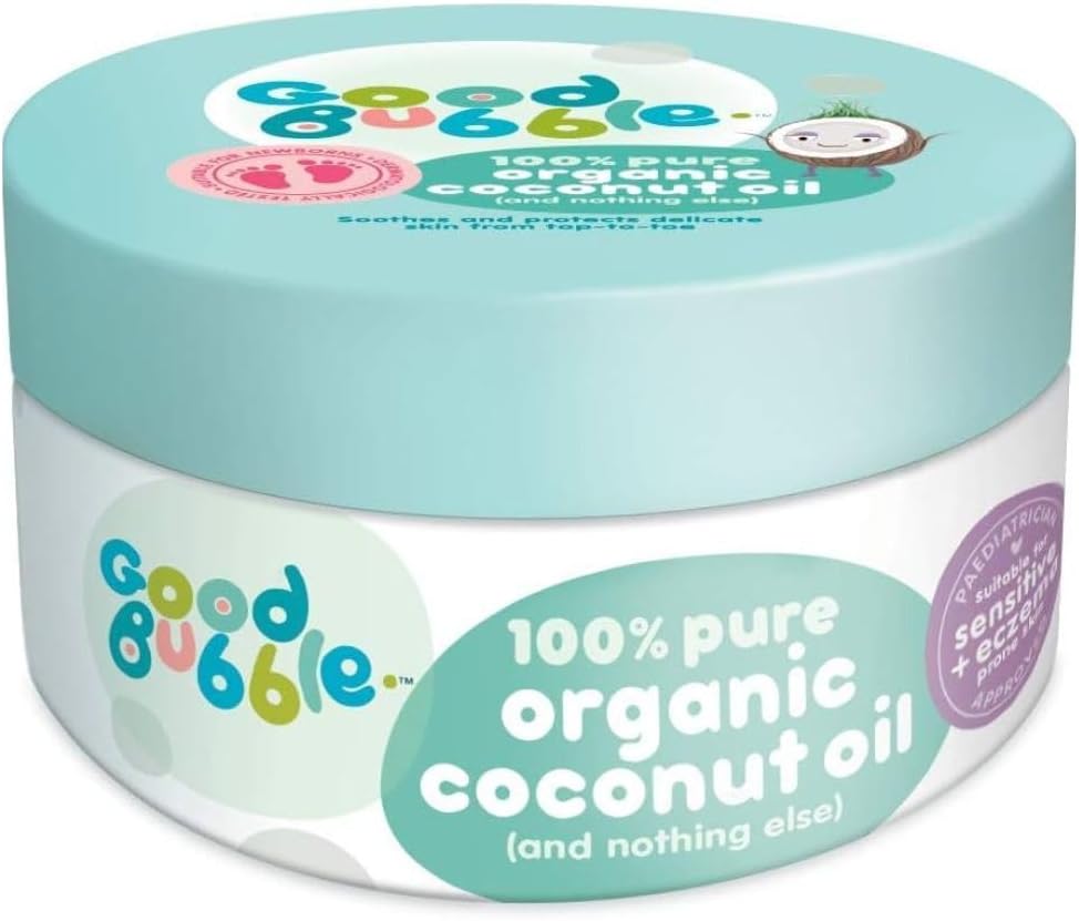 Good Bubble Organic Coconut Oil for Baby Massage - 100% Pure Coconut Oil for Sensitive & Eczema-Prone Skin - 185g Cruelty-Free Coconut Oil for Kids Skincare