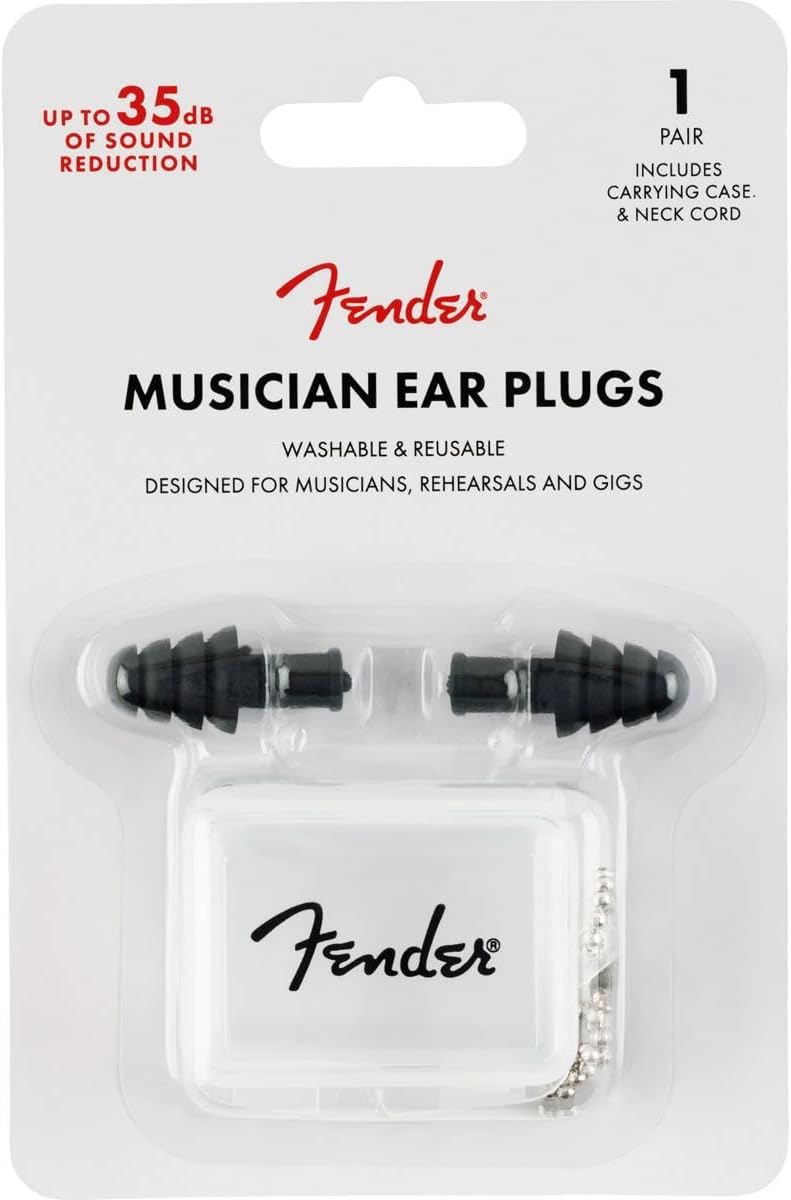 Fender Musician Series Ear Plugs - 27db Noise Reduction - Black, 099-0542-000