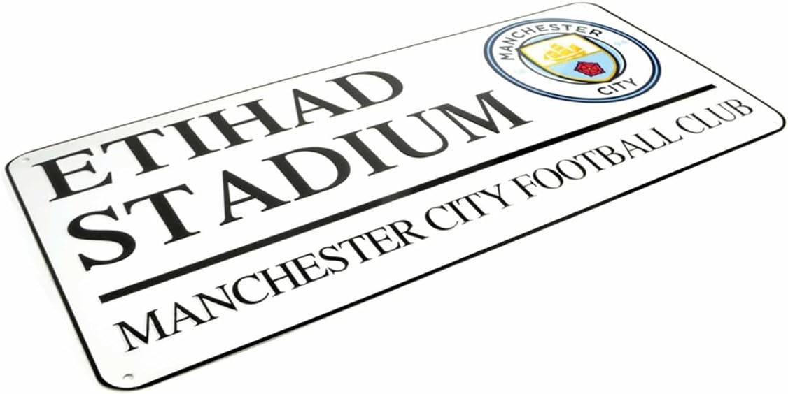 Manchester City FC Street Sign, Soccer Team Sign, Metal, 40 x 18 cm