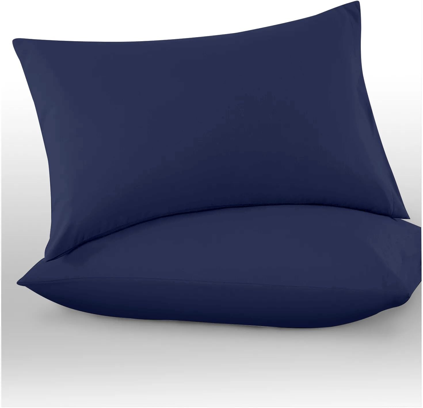 Microfiber Pillow Cases 2 Pack - Plain Dyed Housewife Pillowcases - Navy - (74x48 cm)
