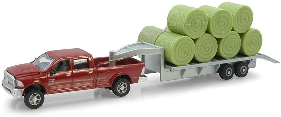 ERTL Dodge Pickup with Diecast Trailer and Bales, 1:64-Scale ZFN14855
