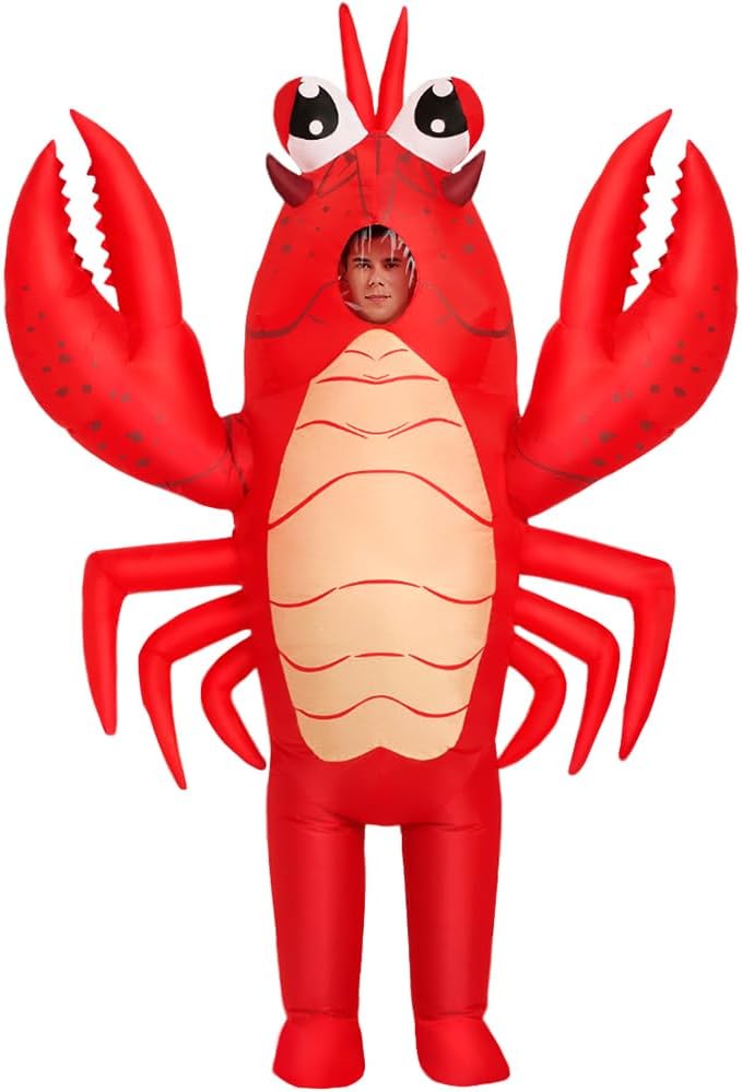 KOOY Inflatable Lobster Costume Adult, Inflatable Costume For Adult, Crawfish Inflatable Costume Women/Men for Funny Party, Blow Up Costumes, Lobster Dress, Lobster Onesie For Mardi Gras/Halloween