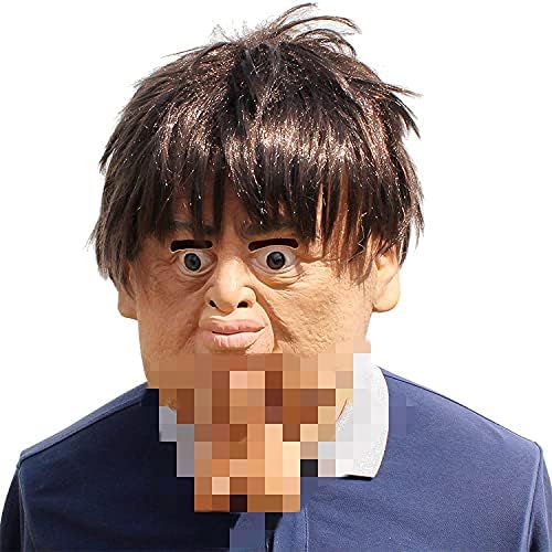 BICASUU Halloween Double Chin Latex Funny Mask, double chin human realistic head mask for Halloween carnival costume masquerade