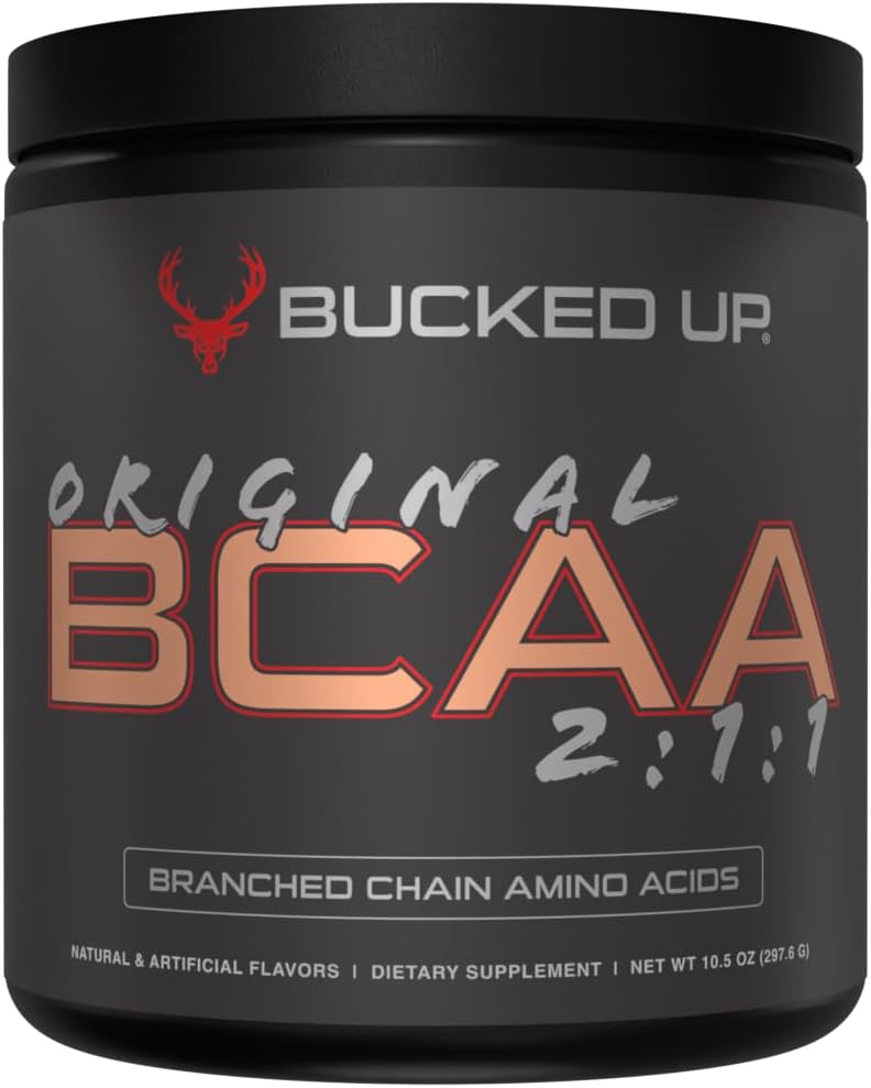 Bucked Up Original BCAA 2:1:1 Branched Chain Essential Amino Acids - Supplement Powder - | 100% Pure 2:1:1 Instantized Formula | Pre/Post Workout | 30 Servings | (Peach Ring Flavor)
