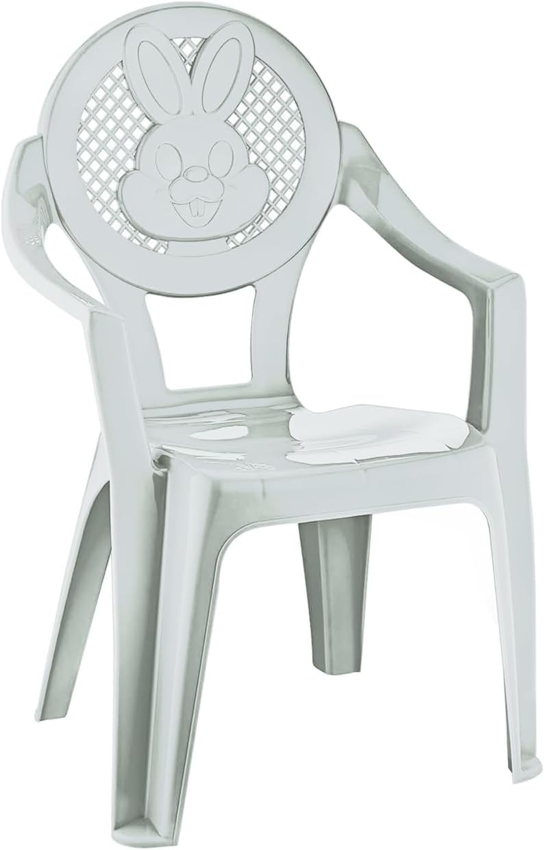 Best House Rabbit Design Kid's Plastic Chair, Durable and Lightweight, Modern & Comfortable, Height Seat, Indoor and Outdoor Use for Boys & Girls (White, Pack of 1)