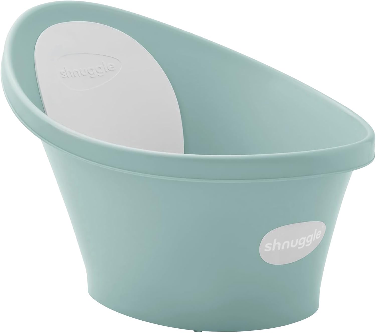 Shnuggle Newborn Baby Bath | Built in Support Bump and Soft Backrest | Suitable from Newborn | Bath Seat Support Includes Plug | Eucalyptus Green