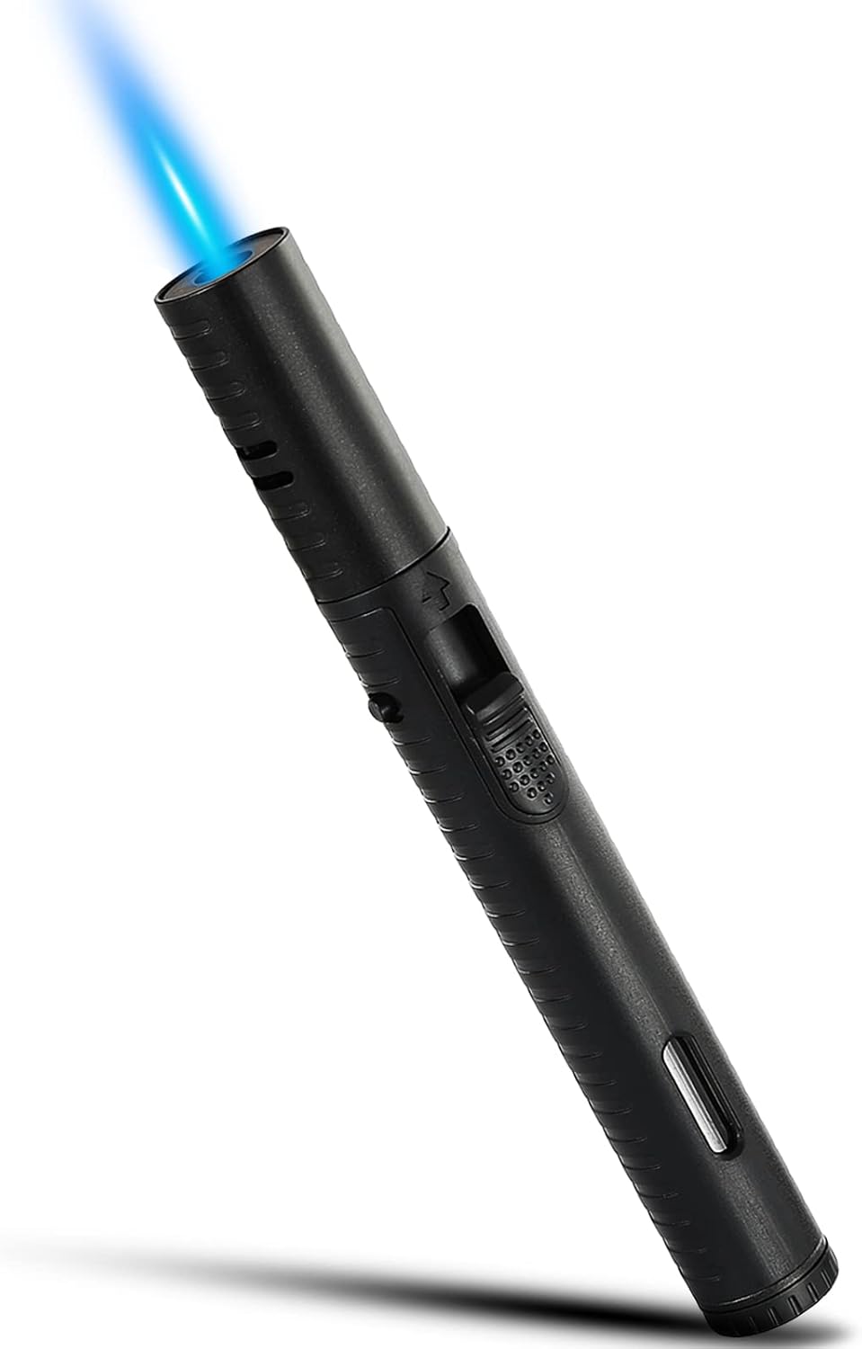 Futlidys Jet Lighter, 7.0 inch Gas Lighter with Flame Locking Function, Refillable Jet Flame Windproof Torch Lighter for BBQ, Stove, Candle, Kitchen Cooker, Camping, Creme. Black(Sold without Gas)