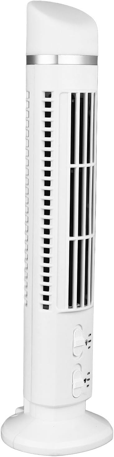 Bladeless Fan, Powerful Tower Fan with Light, Ideal for Study and Work, 4.1 Inch Quiet Oscillating Fan for Home, Bedroom, RVs, Offices (White)