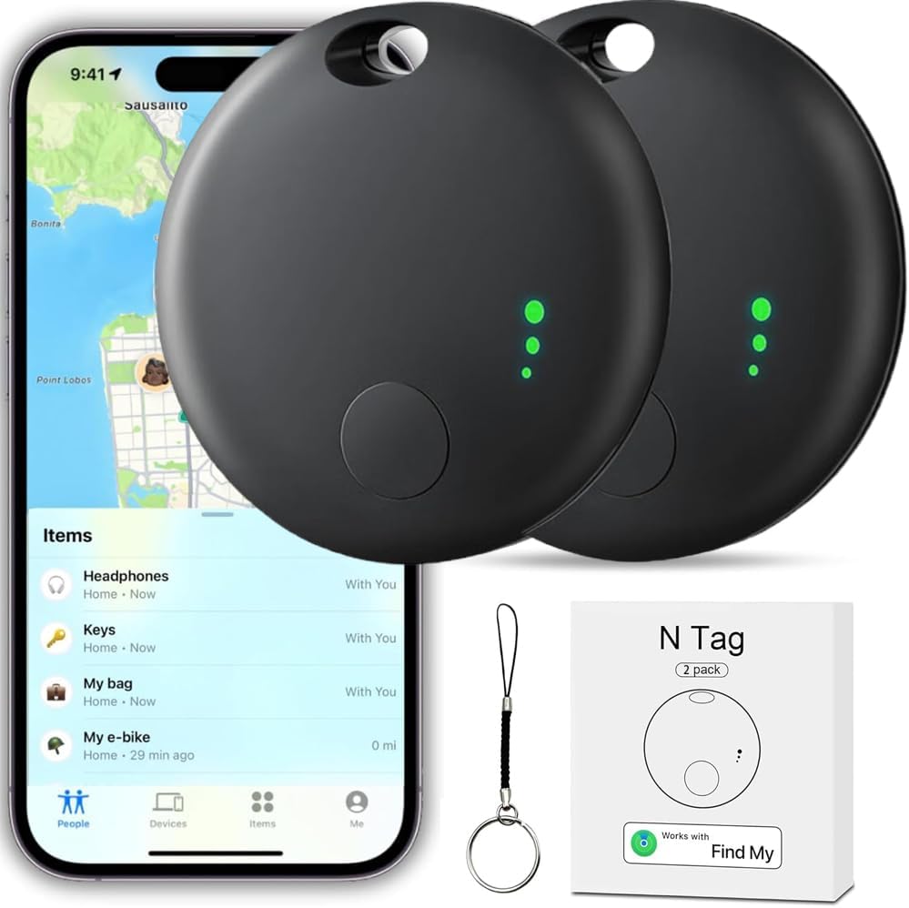 Smart Air Tracker Tag, YiYunTE 2 Pack Item Key Finder Locator compatible with Find My App(iOS only), Kids Children Tracking Tag Device, Small Bluetooth GPS Tracker for Cat Dog Pet Wallet Luggage