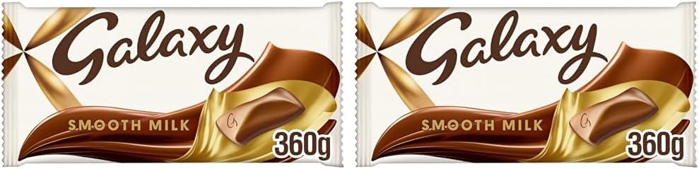 Galaxy Smooth Milk Chocolate Bar for Sharing, Christmas Chocolate, 360 g (Pack of 2)