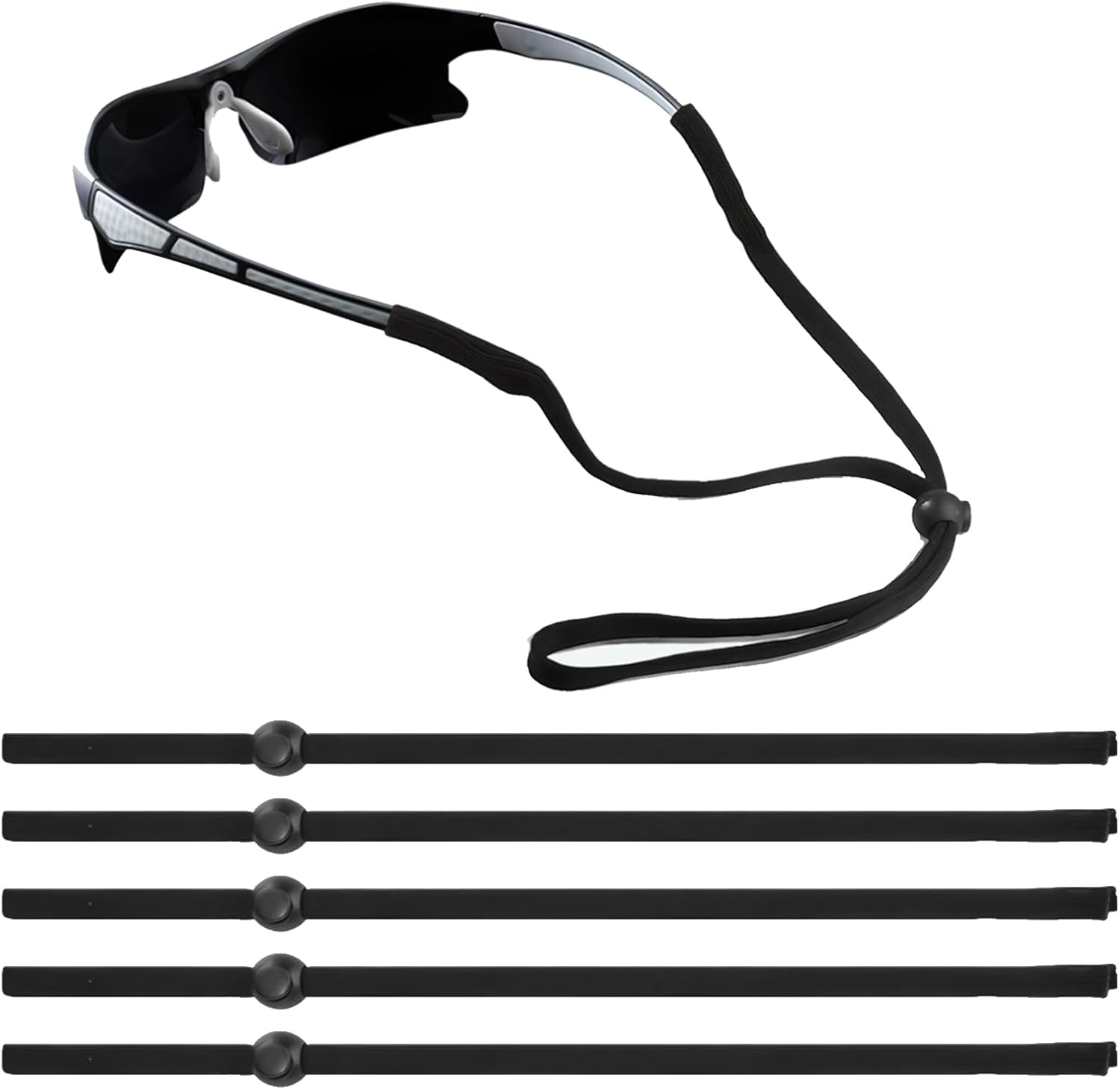 DAJING 5 PCS Unisex Glasses Straps - Soft Sport Eyeglasses Straps, Adjustable Non-Slip Eyewear Retainer for Men and Women, Perfect for Summer Activities, Sunglasses, Reading, Sports, and Outdoors