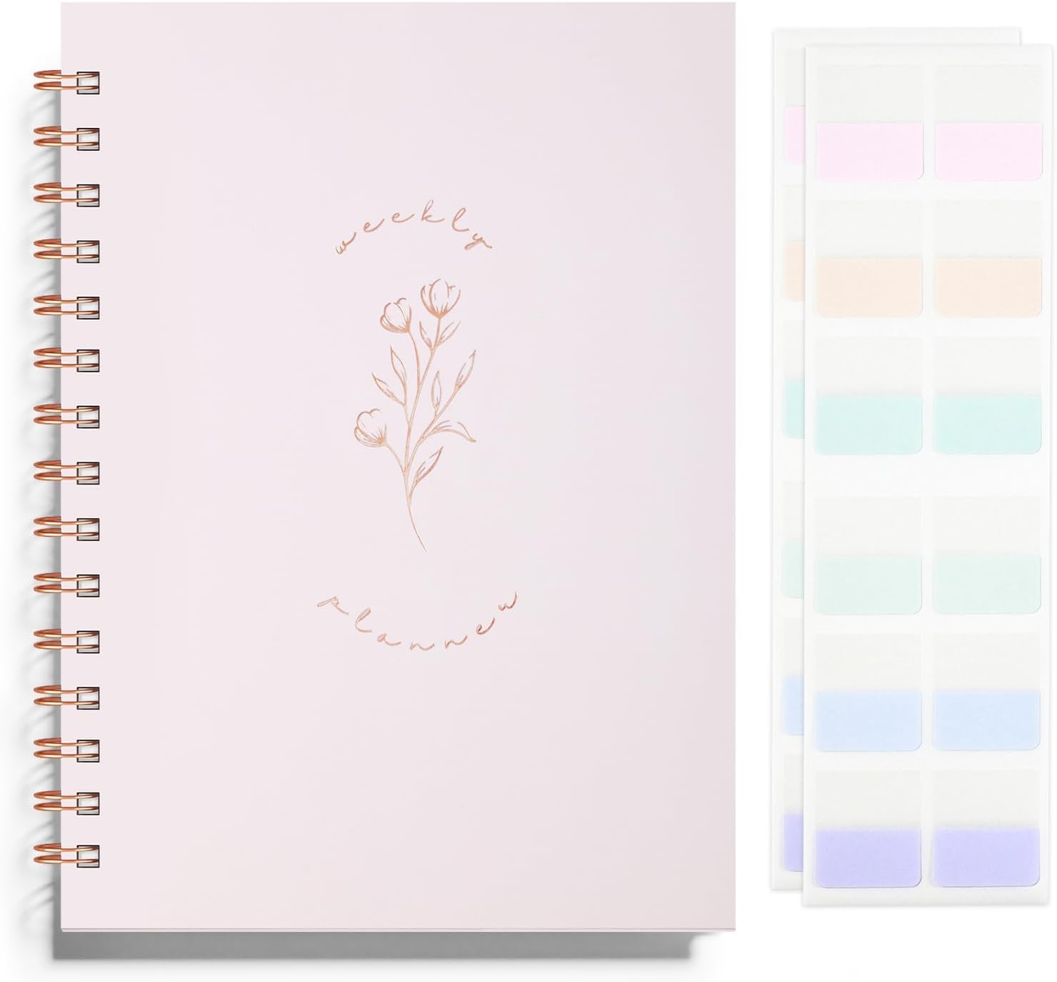Undated Weekly and Monthly Planner Spiral Bound- Weekly Goals Planner Notebook, Weekly To Do List, Habit Tracker Journal, Academic, Aesthetic, Stylish School or Office Supplies (6.1" x 8.4" - Pink)