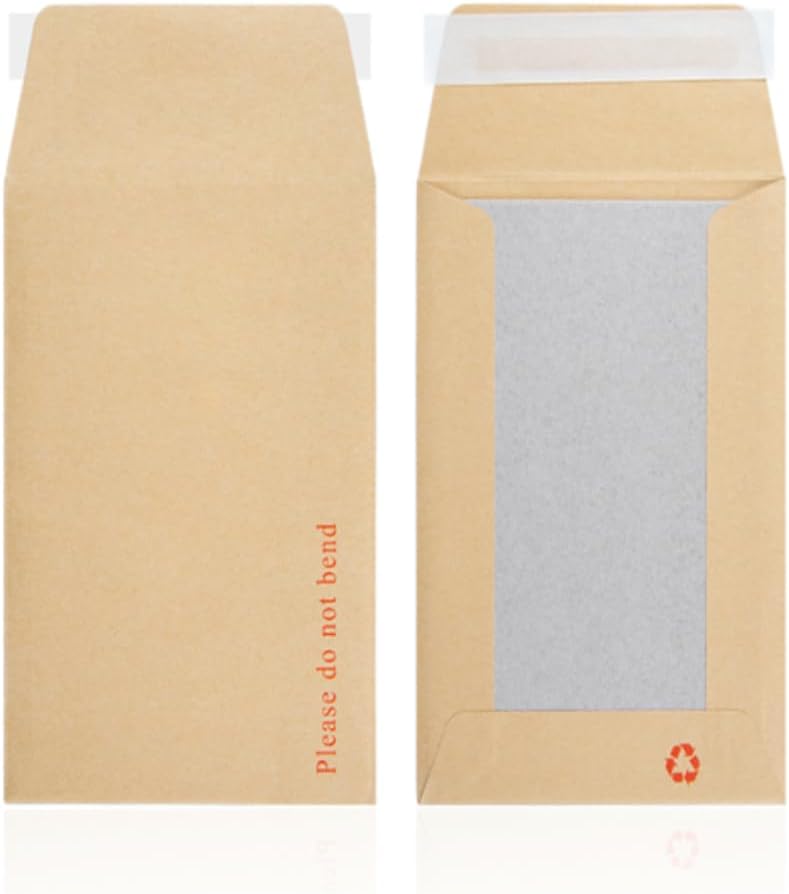 Board Backed Envelopes Hard Back Mailing Envelopes with Peel & Seal Strip | Recyclable Mailers for Documents, Photos, Art Prints | Mailing Supplies (25, 114×162)