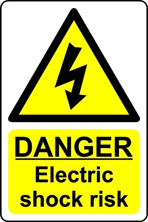 Danger Electric Shock Risk Safety Sign - 1mm Plastic Sign (200mm x 150mm)