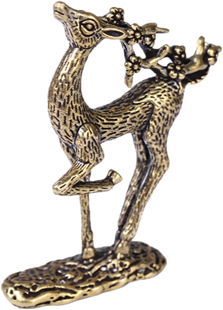 PHENOFICE Ornament Elegant for Desktop Decor Compact Copper Elk Adornment and Stable Design Unique Home Animal Decor