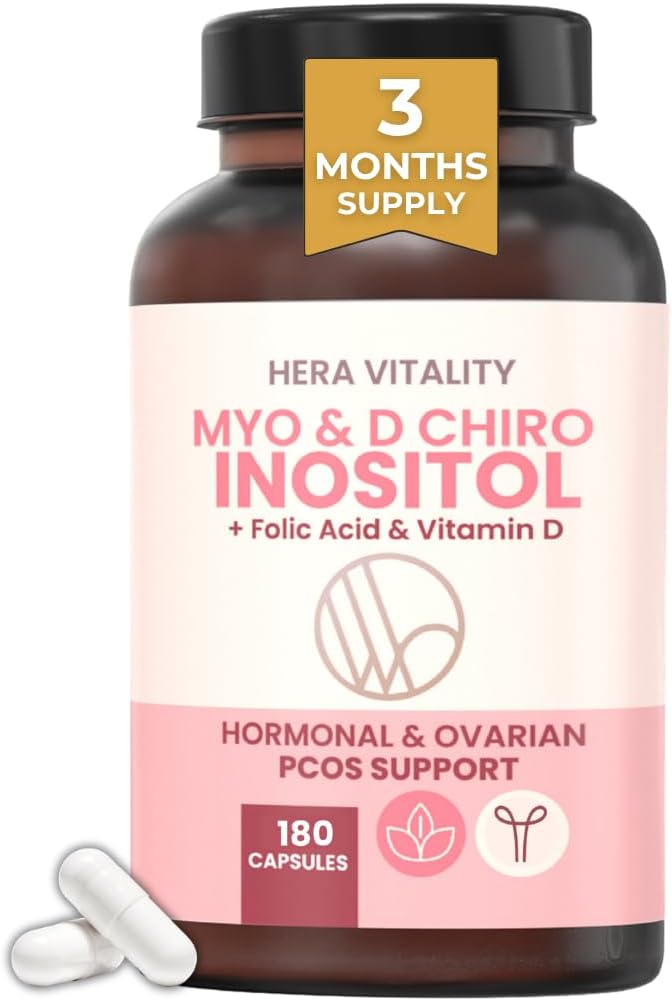 Myo-Inositol & D-Chiro Inositol Capsules for Women | 180 Capsules – 4 Month Supply | with Folic Acid & Vitamin D3 | Hormone Balance Support | High Strength Inositol Complex