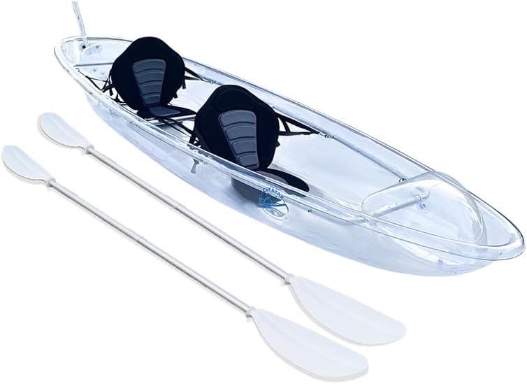 2 Seats Clear/Transparent Canoe/Kayak 11" Fit for Pool, Clear River/Lake/Beach/Bay/Calm Sea/Spring/Photography