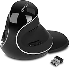 DeLUX Wireless Ergonomic Vertical Mouse - 2.4G with USB Receiver, Silent Clicks, 1600 DPI, 6 Buttons, Removable Wrist Rest, for Laptop PC (M618Plus Wireless-Black)