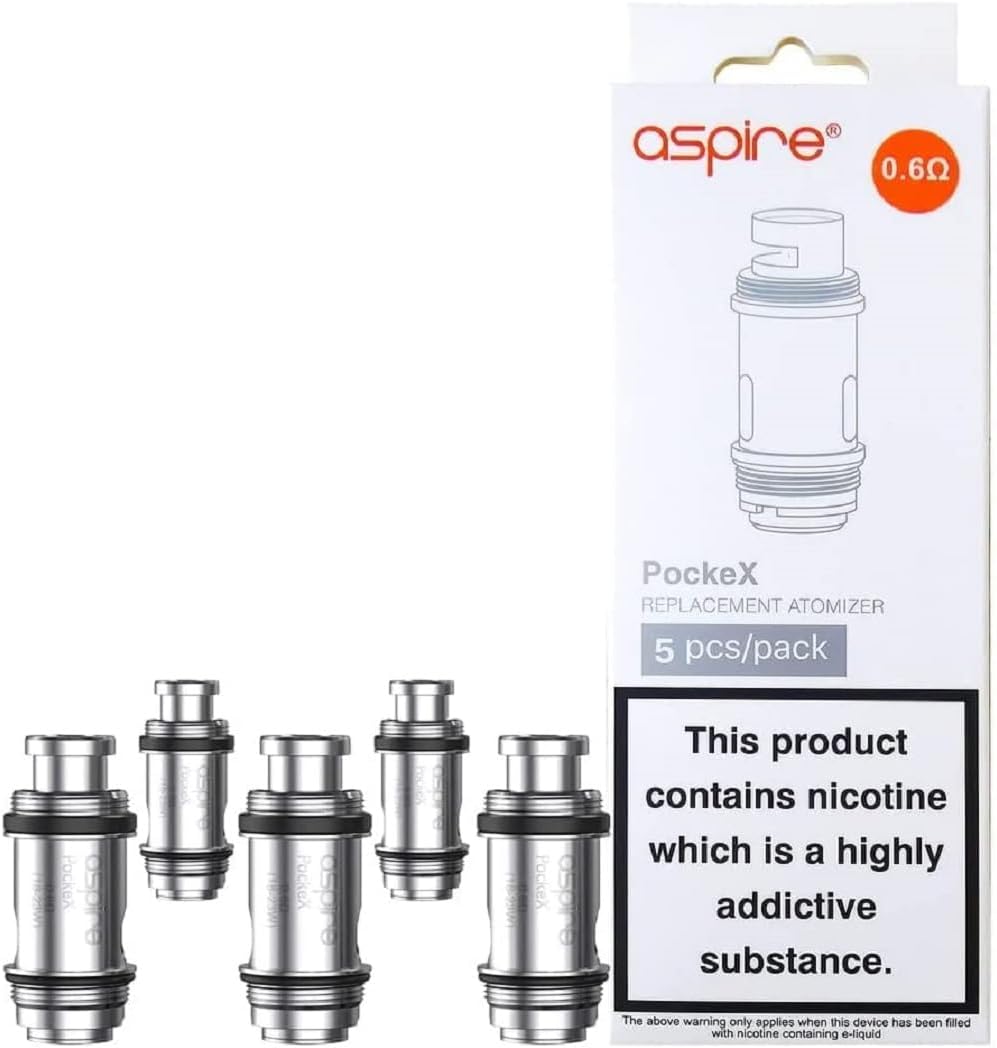 Aspire PockeX Coils, 0.6 Ohm Works With Pockex AIO Kit Authentic Real Deal No Nicotine