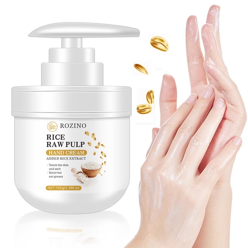 3.53oz Rice Hand Cream, Moisturizing Hydrating Nourishing Exfoliating Hand Film Hands Care Rice Raw Pulp hand Hand Lotion, Bridesmaid Gifts, Hand Moisturizer For Younger Looking Hands