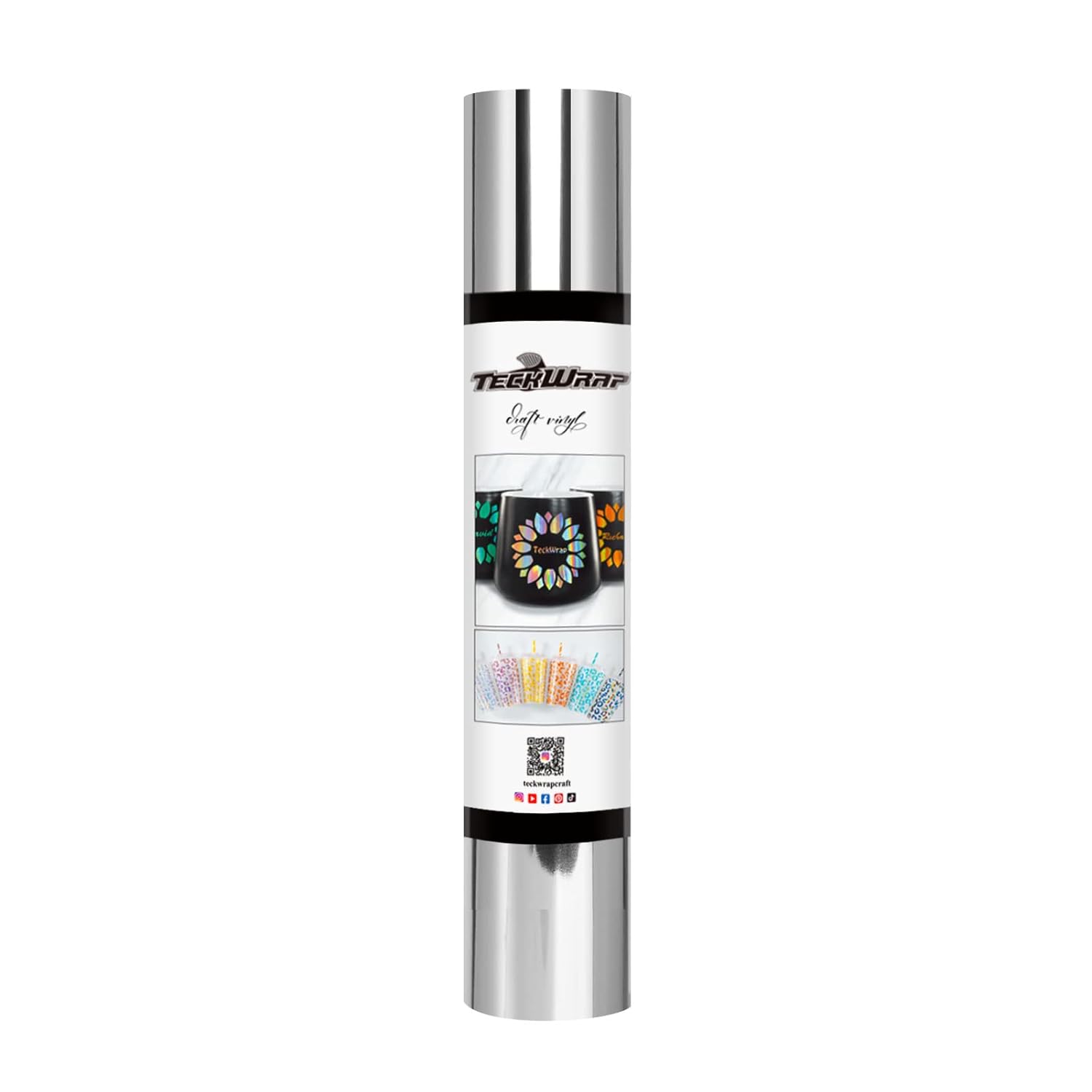 TECKWRAP Chrome Silver Adhesive Craft Vinyl Roll 1ftx5ft