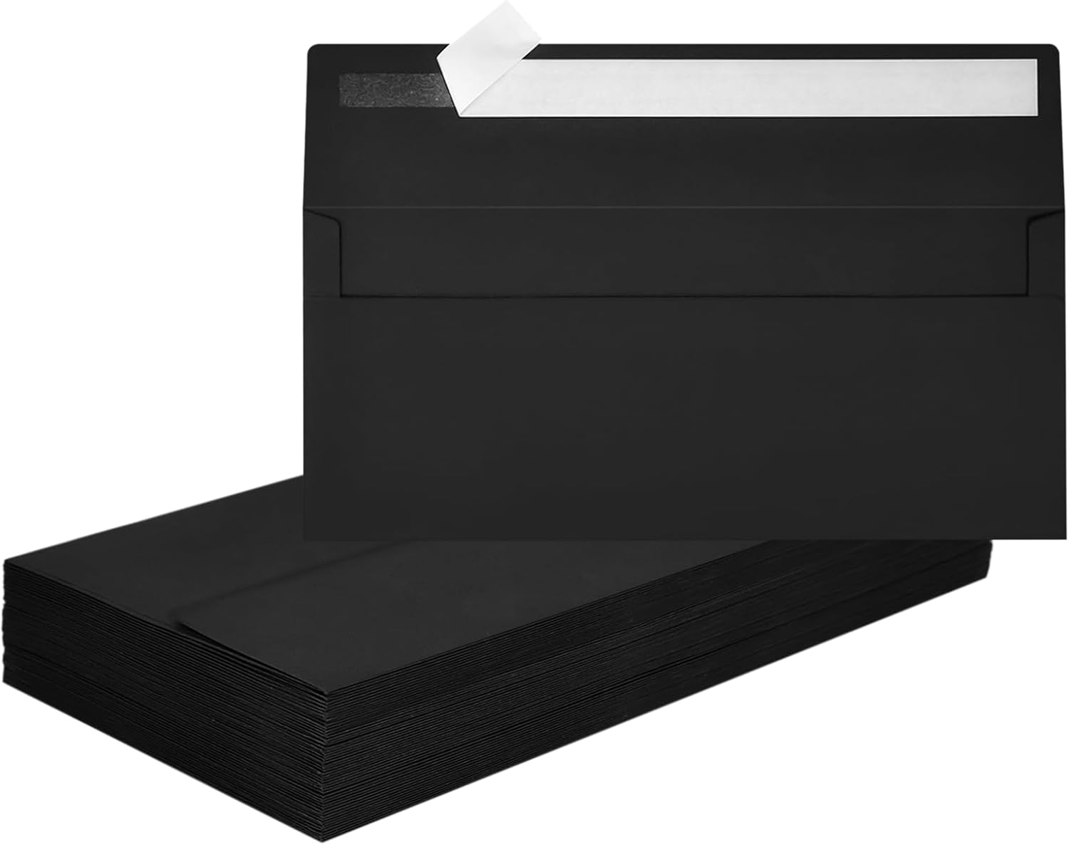 Mulbozy 50 Pcs Black #10 Business Envelopes, Self Seal Standard Envelopes, Windowless Business Mailing Envelopes for Office, Checks, Letters, Invoices, Statements, Wedding, Size 4-1/8 x 9-1/2 inch