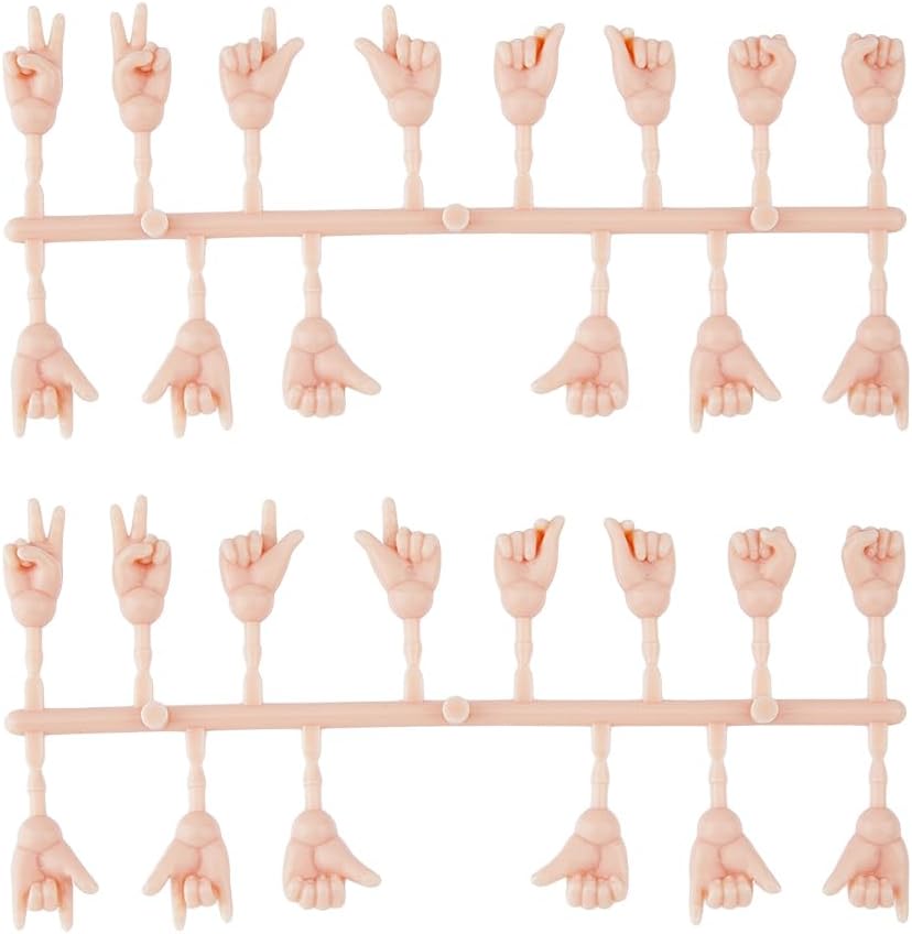 DICOSMETIC 10 Set Tiny Doll Hands for Doll Making 0.87"-1.14" Long Plastic Hand Gesture Set Joints Miniature Hands Movable Doll Hand Replacement Parts for Small Doll Making DIY Accessories