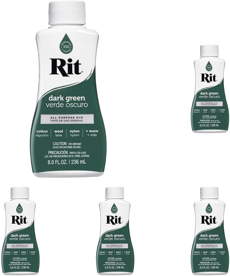 Rit 01794000701 Liquid Fabric Dye, 8-Ounce, Dark Green, 8 Fl Oz (Pack of 5)