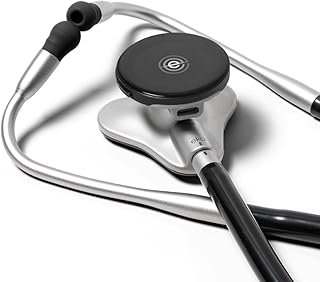 Eko CORE 500™ Digital Stethoscope — 40x Amplification, Active Noise Cancellation, 3-Lead ECG, FDA-Cleared AI, Full-Color Display, FSA/HSA Eligible — Silver, COR501