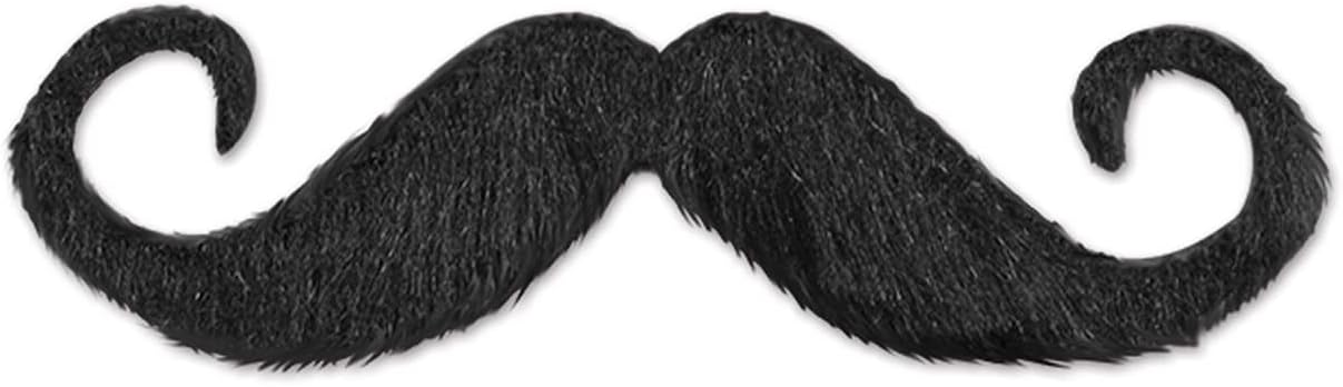 Beistle Handlebar Mustache, Self-Adhesive Fake Hairy 'stache, Halloween Stick on Facial Hair for Pirates, Cowboys, & Mario Costume for Parties, 5”