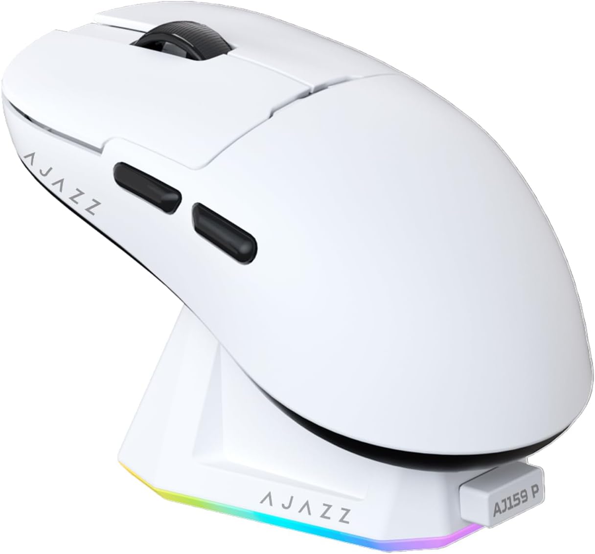 ATTACK SHARK x Ajazz AJ159P Gaming Mouse with Magnetic RGB Charging Dock,2.4G Wireless Gaming Mouse PAW3395 Sensor 26K DPI,1K Polling,6 Programmable Buttons,Ergonomic Computer Mice USB3.0 for PC/MAC