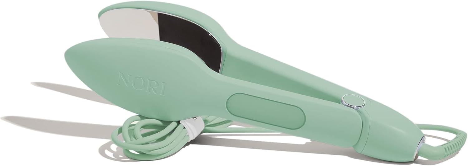 Nori Press Travel Steam Iron - Handheld Iron With Optional Steam Feature - No Ironing Board Required - Easy to Use w/ 6 Fabric Settings - Removes Wrinkles - Green