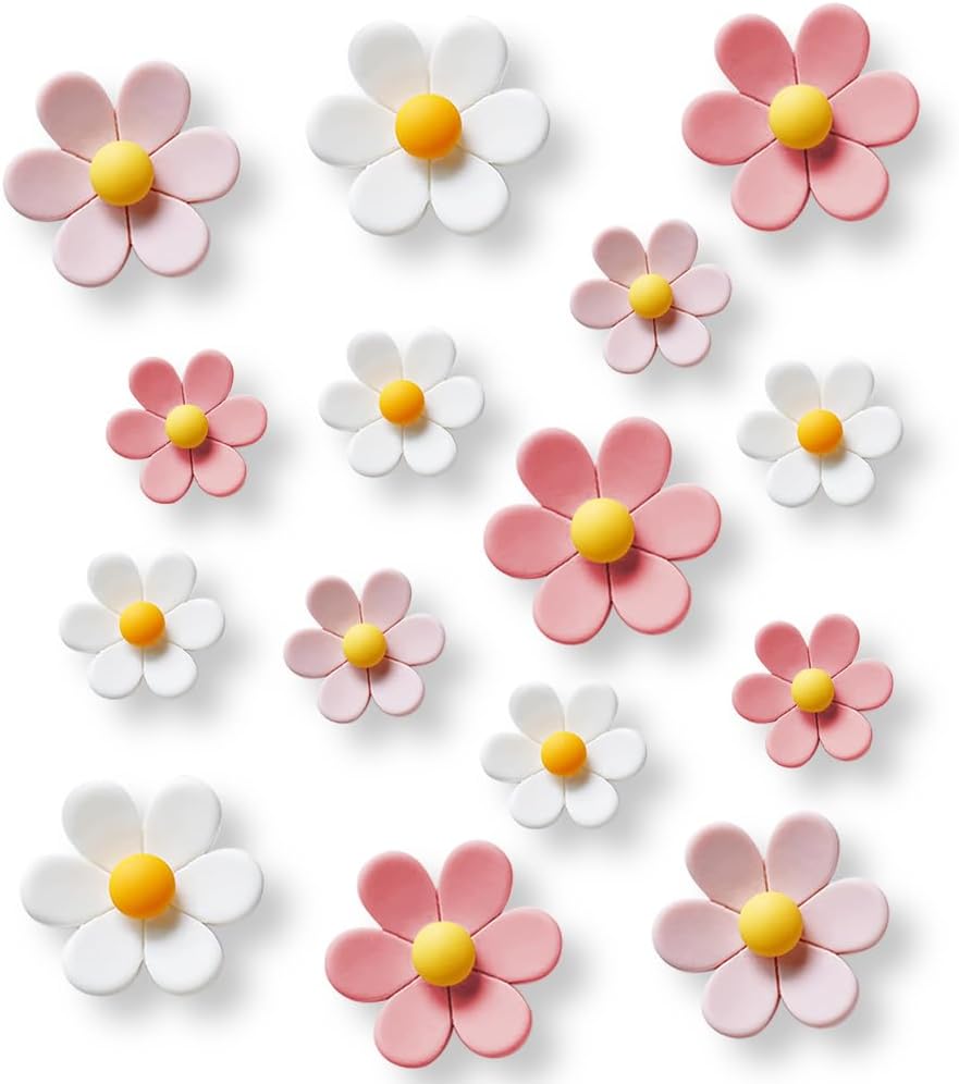 18 pcs - Cute Flower Magnet, Girl Pink Magnet for Fridge and Locker, Whiteboard, and Decoration（18 pcs - Flower-Pink