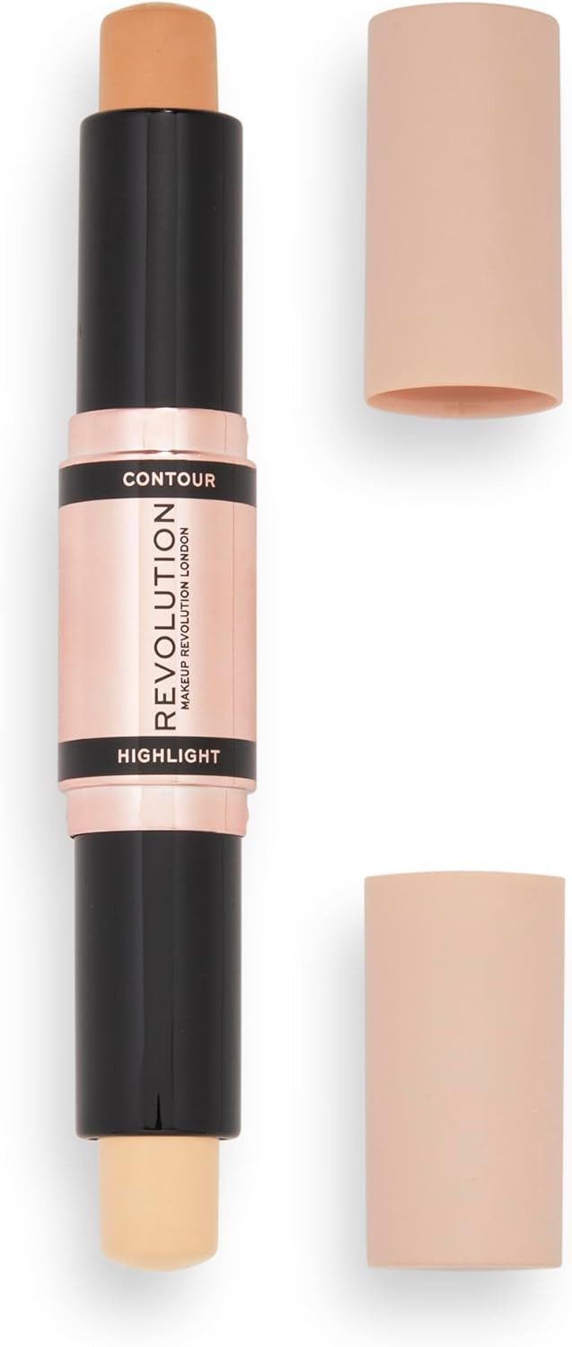 Makeup Revolution Contour Stick Duo Cream Contour & Highlight, Defines Cheekbones & Sculpts the Face, Vegan & Cruelty-Free, Light, 2.4g