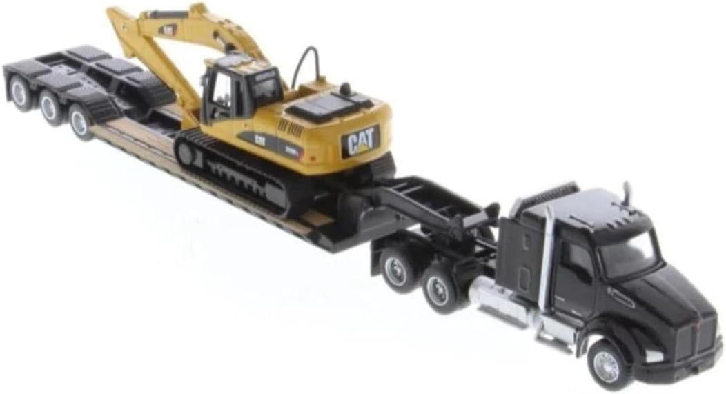 Diecast Masters 1/87 Kenworth T880s SBFS 40in Sleeper Tandem Tractor w/Lowboy & Caterpillar 320D L Hydraulic Excavator 84420