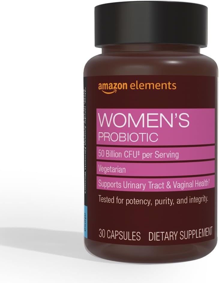 Amazon Elements One Daily Women's Probiotic, Support Urinary Tract and Vaginal Health, 50 Billion CFU (7 strains), Lactobaccilus and Bifidobacteria blend, 30 Capsules