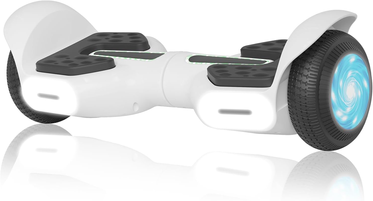 Scooter, Bluetooth & All Terrain Wheels with LED Lights, 7.5 MPH & 7.5 Miles Range 500W Motors, Gifts for Childs