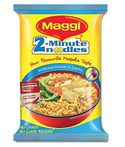 Maggi Noodle Jain Indian Snack Instant 2-minute Noodles No Onion No Garlic Masala 70g, Pack of 3