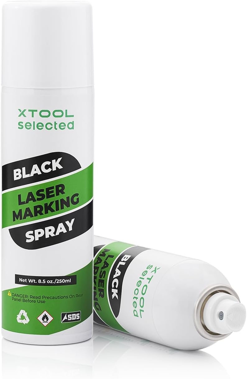 xTool Black Laser Marking Spray 2.0, 8.5 oz - Advanced High Contrast Formula for CO2, Fiber & Diode Laser Engravers - New & Improved Version